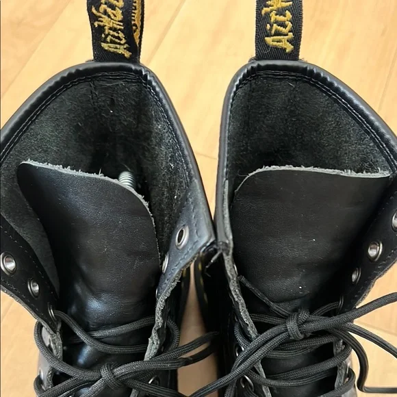 Dr. Martens Black and Yellow Combat Boots with Chunky Sole - Picture 8 of 16